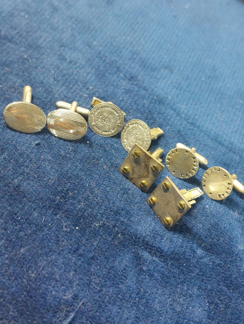 Lot of 4 Vintage Sterling Silver 925 Mens Cufflinks - Mexico, P&K,